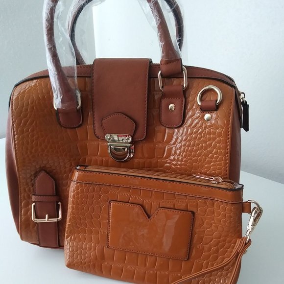 dasein Handbags - Dasein Structured Crocodile Handbag and Wallet Set